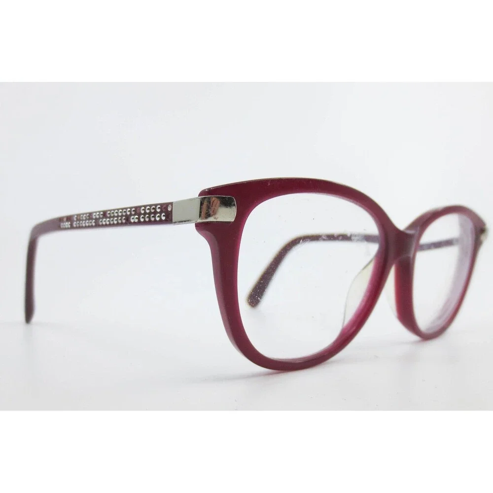 Jimmy Choo JC196 LHF Burgundy Cat Eye Eyeglasses Frames Studded Italy 51-17-140